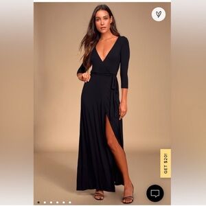 Lulu's Elegant Black Long Sleeve Maxi Dress